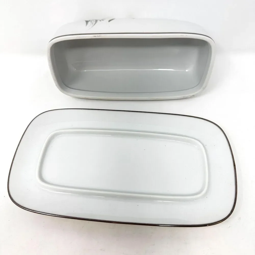 Vintage Zylstra Bountiful Covered Butter Dish Japan Fine China Platinum Wheat